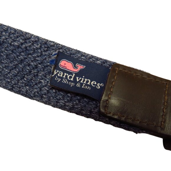 Boater Belt Elastic & Leather Dark Blue Solid Nickel Brass Buckle - Picture 5 of 8